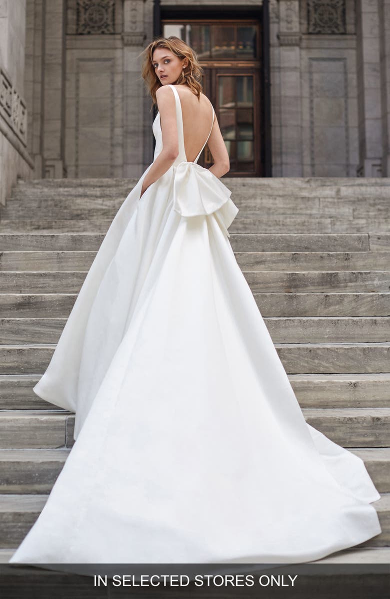 Bliss Monique Lhuillier Bow Back Satin Wedding Dress Nordstrom 4378