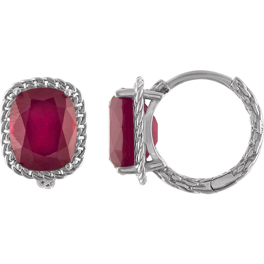 Fzn Braid Textured Huggie Hoop Earrings In Ruby