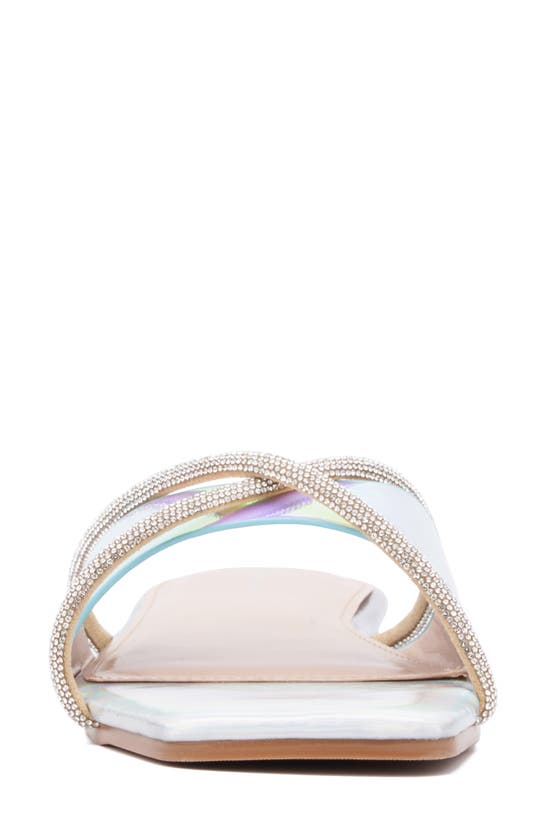 Fashion To Figure Sylvie Rhinestone Slide Sandal In Silver Multi