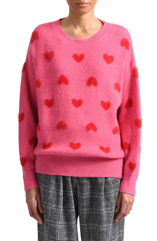 Molly Bracken Heart Pattern Sweater In Pink