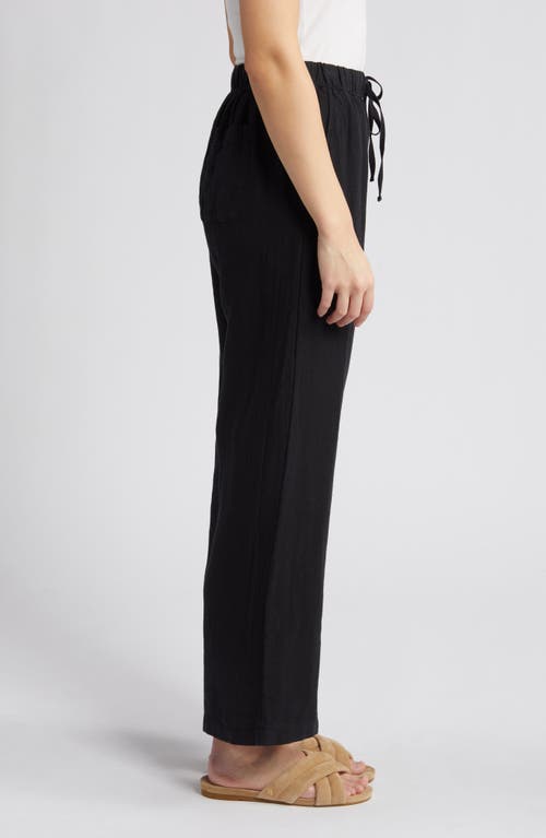 Caslon Drawstring Wide Leg Linen Pants In Black