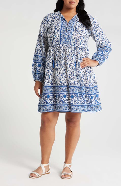 Milan Long Sleeve Organic Cotton Tunic Dress (Plus)
