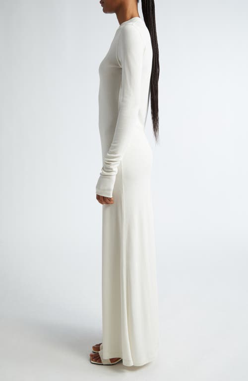 Shop Totême Toteme Long Sleeve Jersey Maxi Dress In Meringue