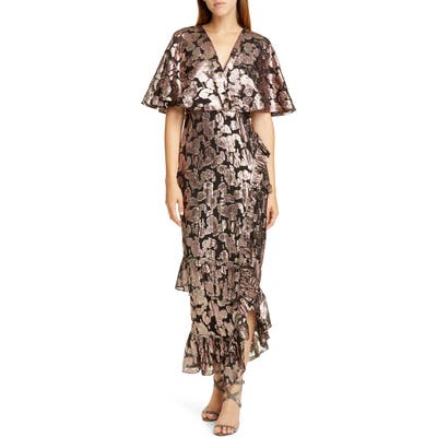 Saloni Ruffle Hem Silk Blend Dress, Pink