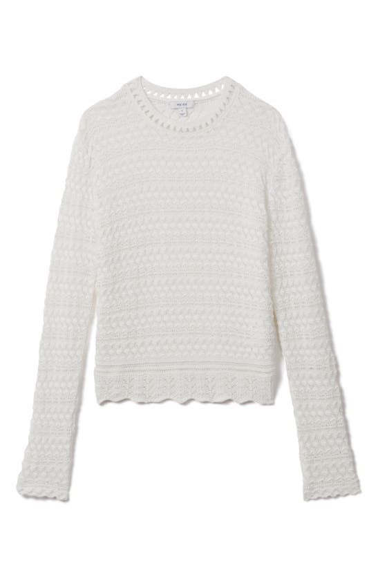Shop Reiss Sim Open Stitch Cotton Blend Sweater In White