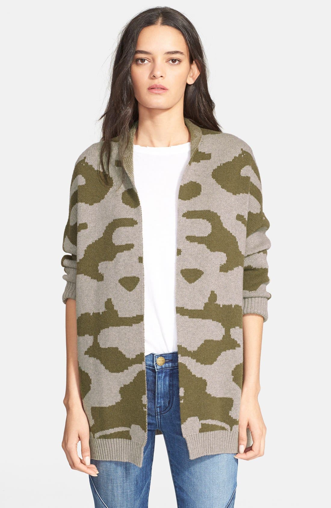 oversized camo cardigan