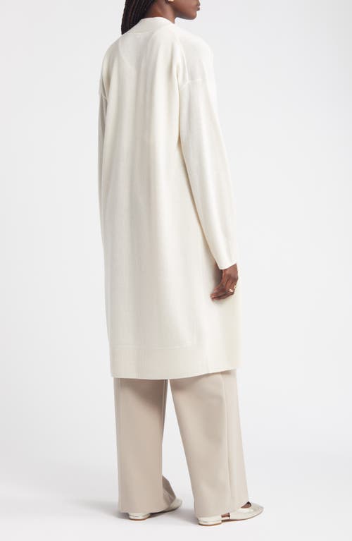 Shop Nordstrom Long Open Front Wool & Cashmere Cardigan In Ivory Pristine