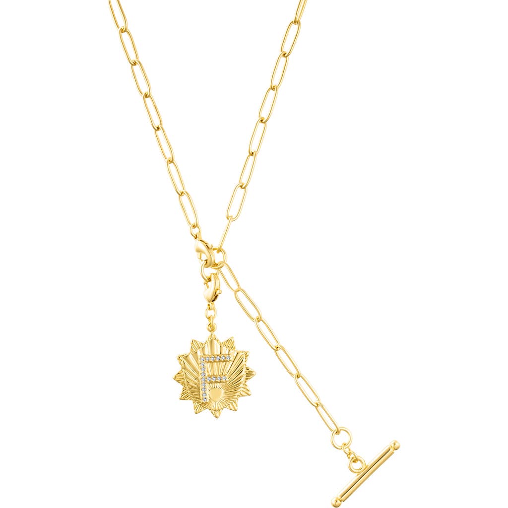 Adornia Initial Cz Pendant Toggle Necklace In Gold-f