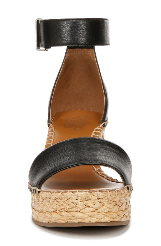 Shop Franco Sarto Clemens Ankle Strap Platform Wedge Sandal In Black Raffia