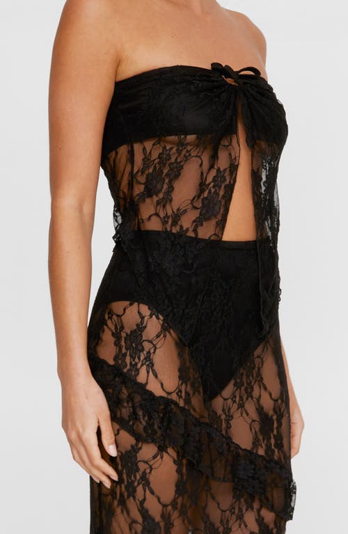 Shop Nasty Gal Split Front Lace Bandeau Top In Black