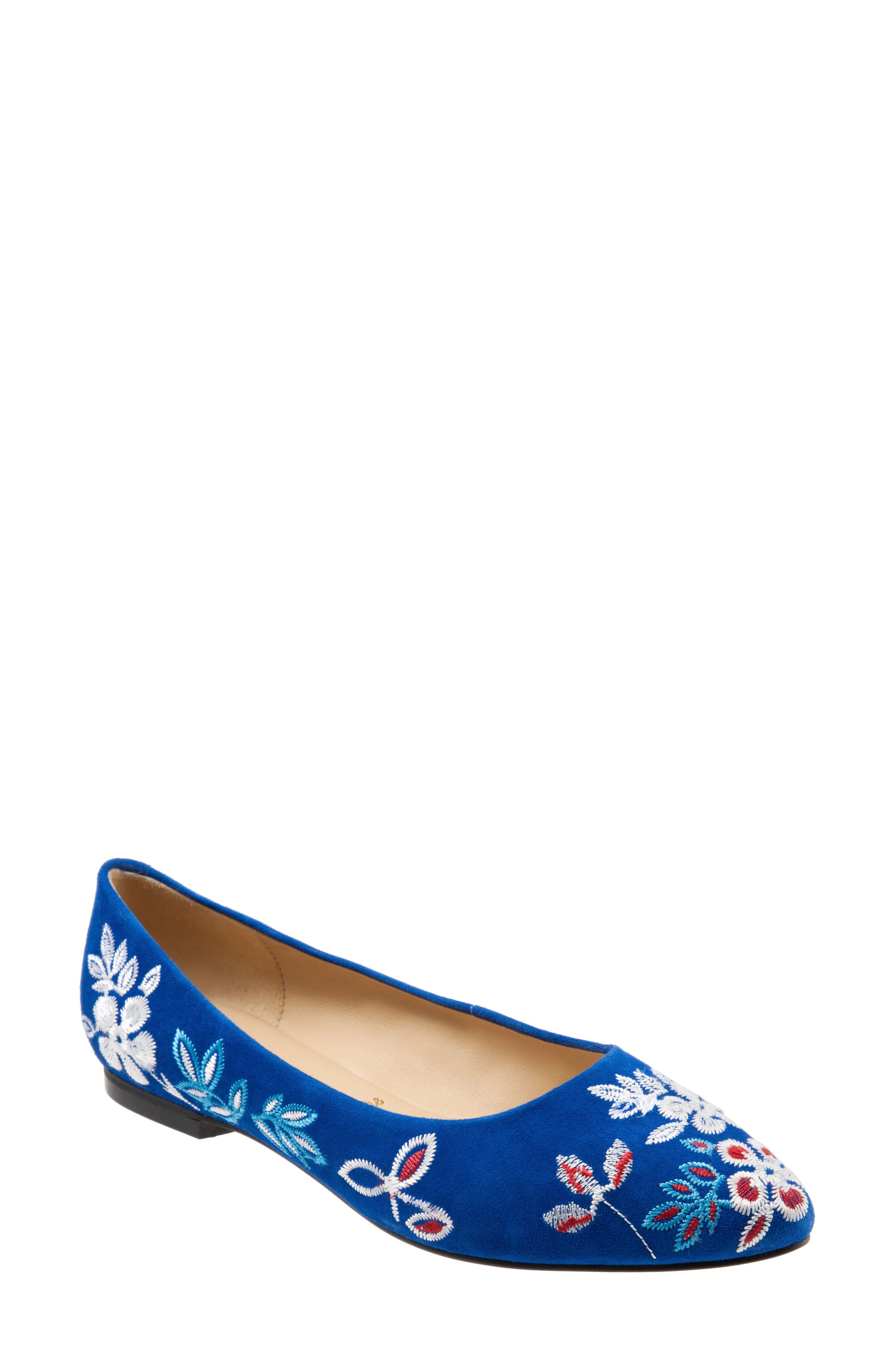 Trotters Estee Pointed Toe Flat- Blue