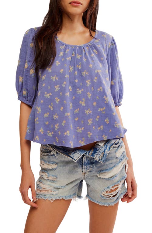 Shop Free People Chloe Mixed Print Back Cutout Top In Indigo Combo