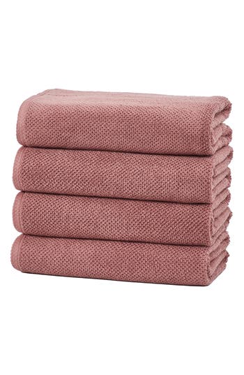 Woven & Weft 4-pack Popcorn Textured Towels In Desert Rose