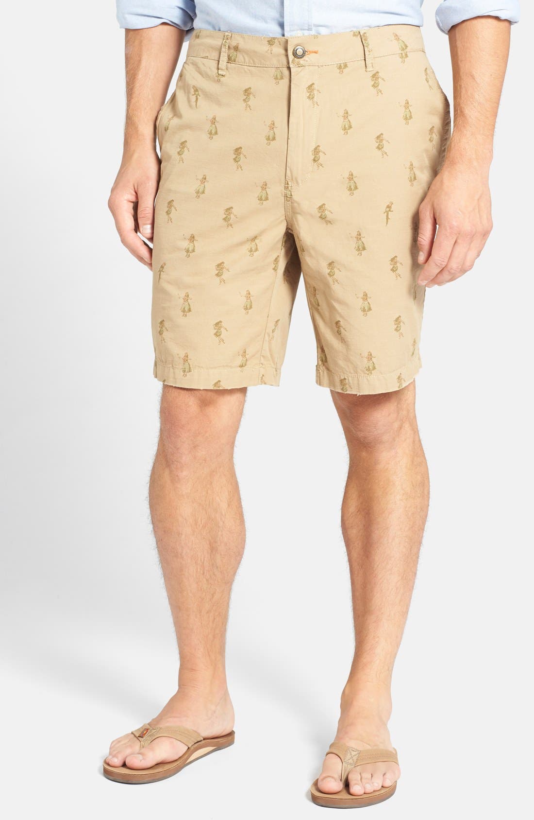 Margaritaville 'Hula Girl' Flat Front Slub Cotton Twill Shorts Nordstrom