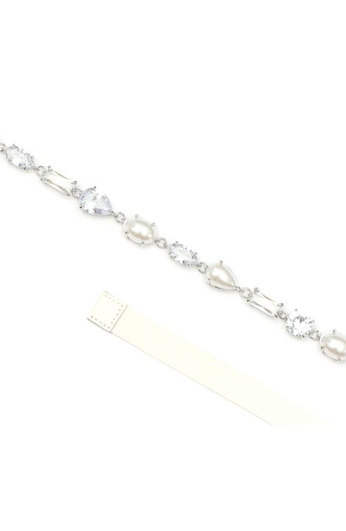 Shop Kate Spade New York Imitation Pearl Bridal Belt In Cream/silver