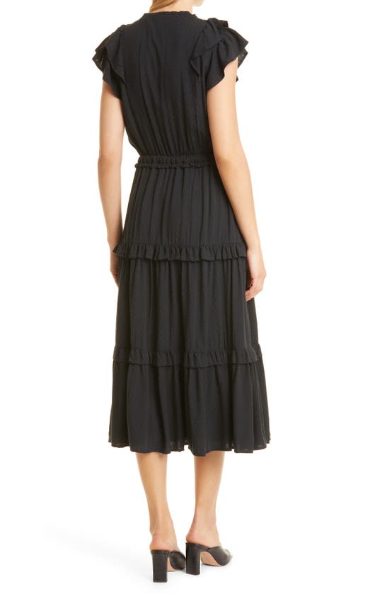 PAIGE PAIGE ROZLYN TIERED RUFFLE MIDI DRESS
