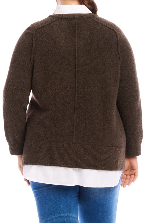 Shop Karen Kane Mixed Media Layered Sweater In Brown