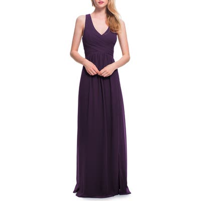 #levkoff Back Cutout Chiffon Gown, Purple