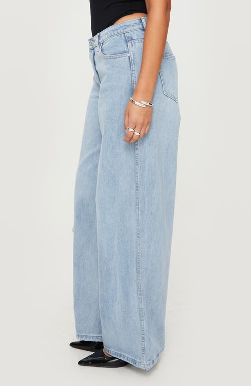 Shop Princess Polly Ramos Low Rise Wide Leg Jeans In Blue