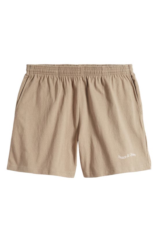 Shop Museum Of Peace And Quiet Wordmark Cotton Sweat Shorts In Clay