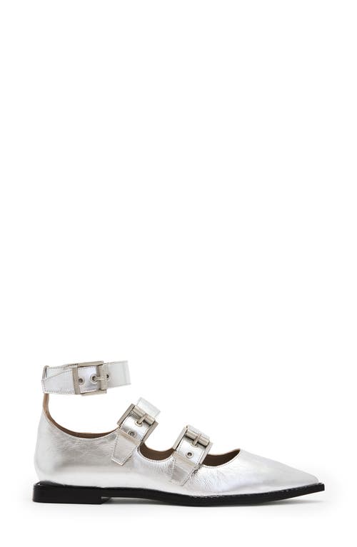 Shop Allsaints Susan Pointed Toe Flat In Silver