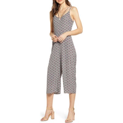 Bishop + Young Peekaboo Mosaic Crop Wide Leg Jumpsuit, Green