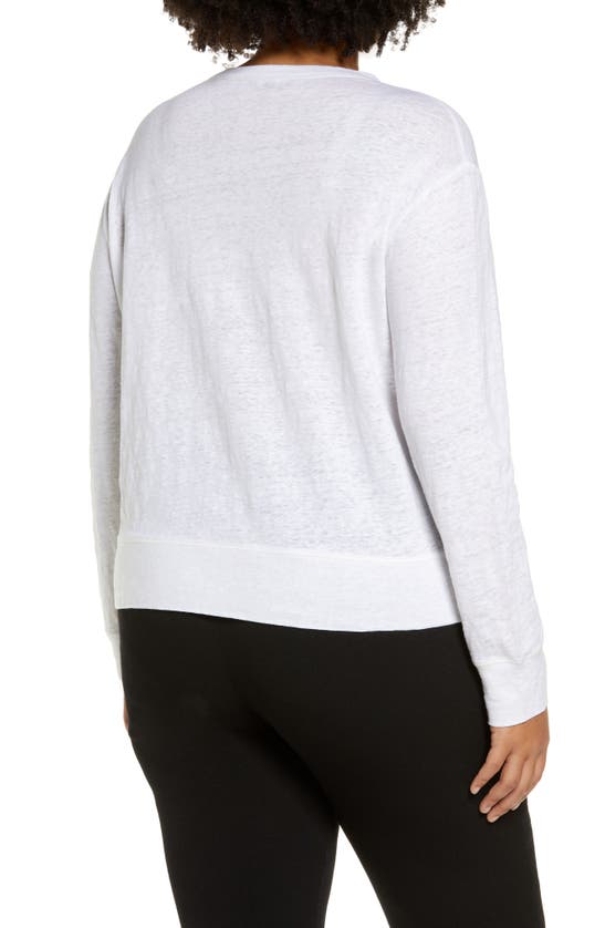 Shop Vince Linen Pullover Top In Optic White