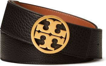 Tory Burch Logo-detail Reversible Leather Belt In Lavender Cloud
