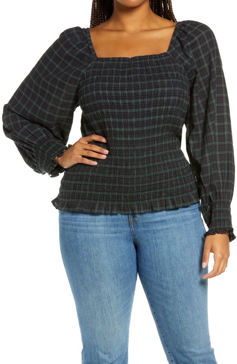 Madewell Lucie Plaid Bubble Sleeve Smocked Top Nordstrom Madewell Lucie Plaid Bubble Sleeve Smocked Top Nordstrom