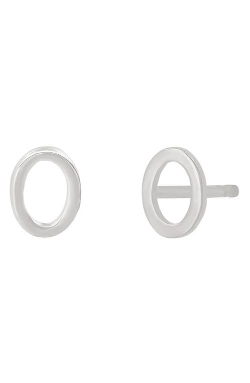 Large Initial Stud Earrings in 14K White Gold-O