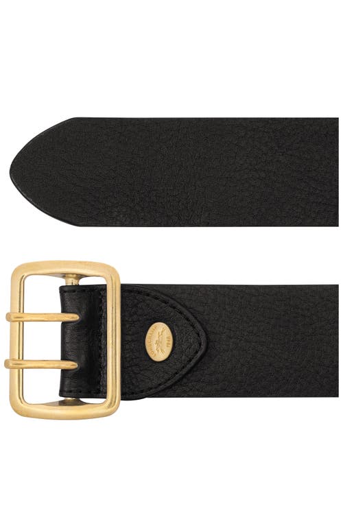 Shop Longchamp Double Pin Leather Belt In Black