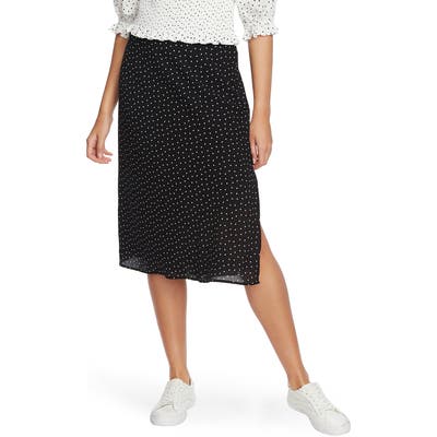 1.state Vintage Scatter Dot Side Slit Skirt, Black