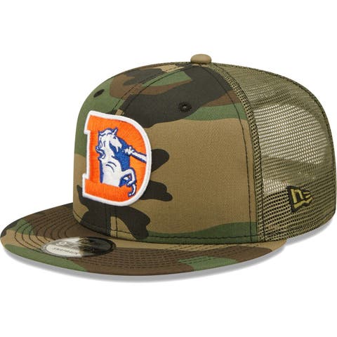 Men's New Era Camo/Olive Miami Dolphins Historic Logo Trucker 9FIFTY  Snapback Hat