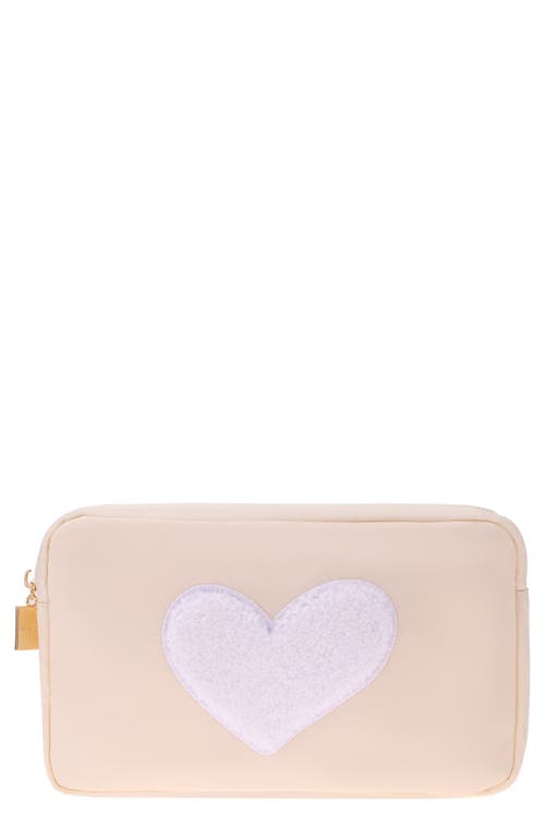 Medium Heart Cosmetic Bag in Cream
