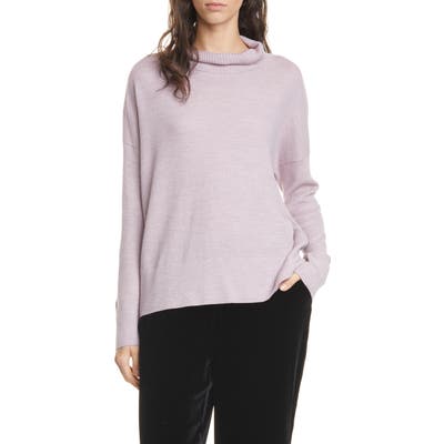 Eileen Fisher Funnel Neck Boxy Merino Sweater, Pink