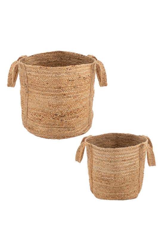 Karma Gifts Set Of 2 Braided Jute Natural Woven Baskets In Brown