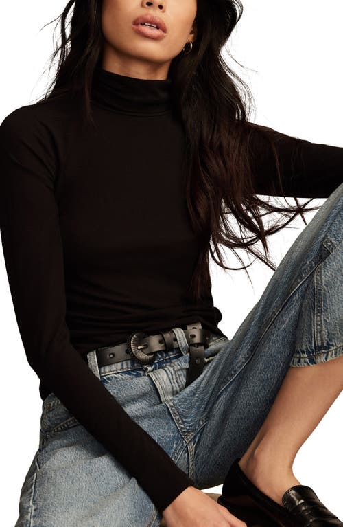 Shop Lucky Brand Turtleneck Long Sleeve Layering Top In Jet Black