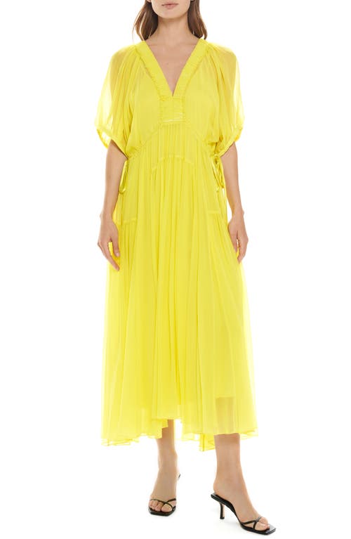 La Ligne Shirred V-Neck Dress in Lemon