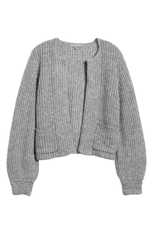 Wit & Wisdom Marled Blouson Sleeve Cardigan In Heather Charcoal/black