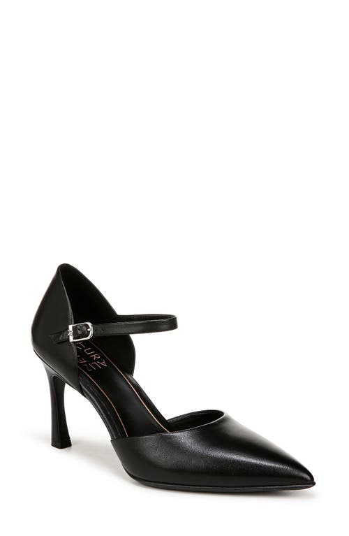 Naturalizer Amber Ankle Strap Pointed Toe Pump In Black Leather