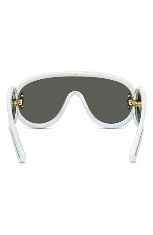 Shop Loewe Anagram 140mm Mirrored Shield Sunglasses In White/smoke Mirror