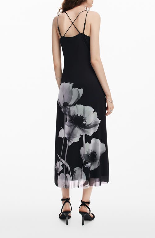 Shop Desigual Fresno Floral Print Slipdress In Black