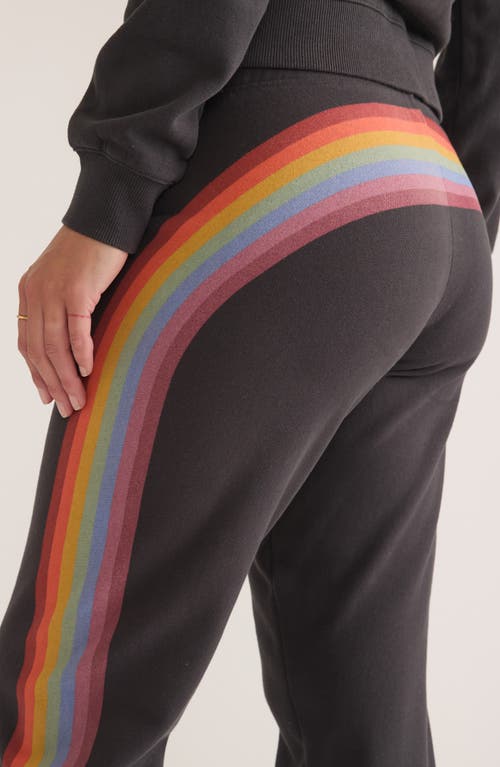 Shop Marine Layer Anytime Stripe Fleece Sweatpants In Washed Black Stripe