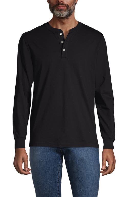 Shop Lands' End Super-t Long Sleeve Henley Shirt In Black