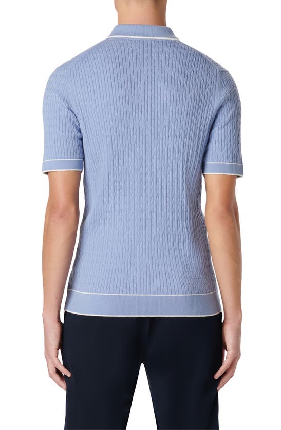 Shop Bugatchi Tipped Rib Cable Stitch Polo Sweater In Lilac