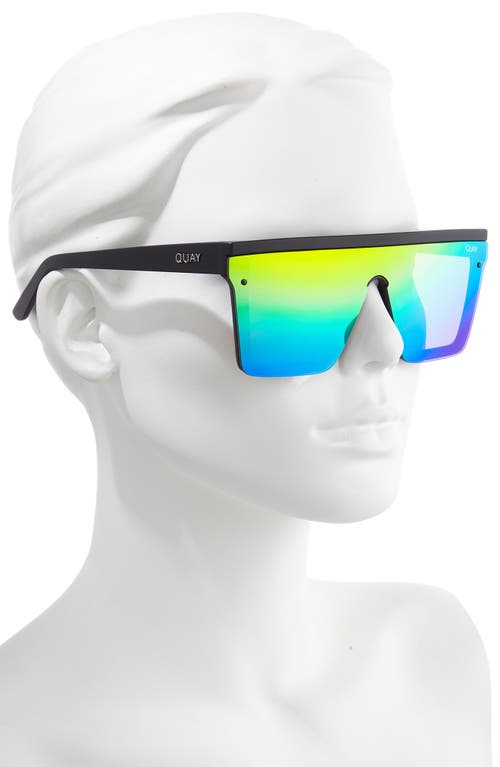 Shop Quay Australia Hindsight 67mm Shield Sunglasses In Matte Black/rainbow