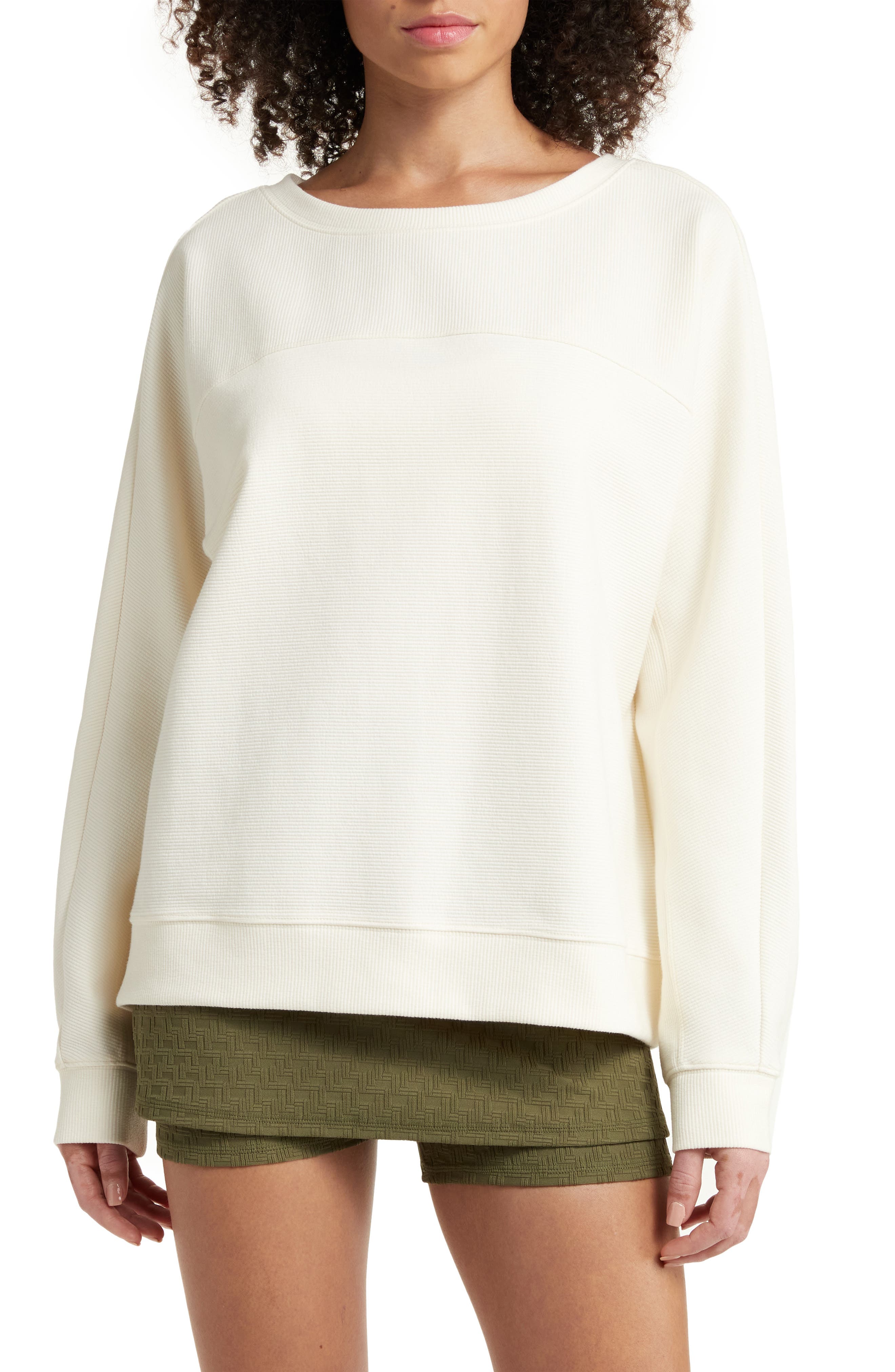 zella Anya Ottoman Knit Pullover in Ivory Egret