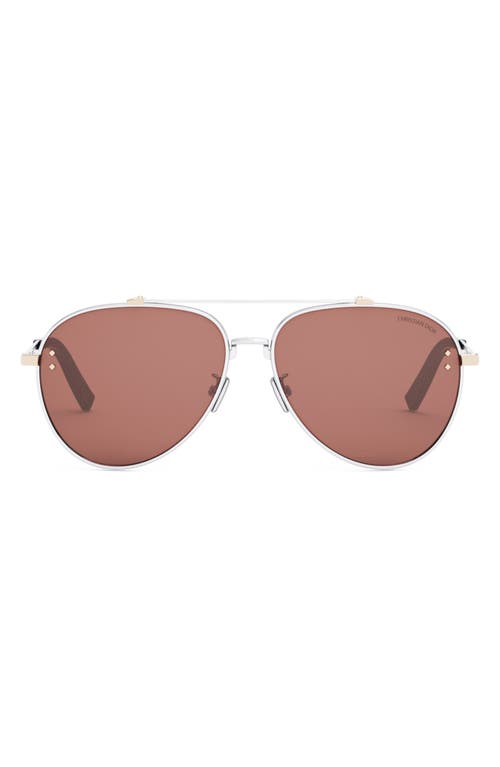 Shop Dior Cd Diamond A1u 59mm Pilot Sunglasses In Shiny Palladium/bordeaux