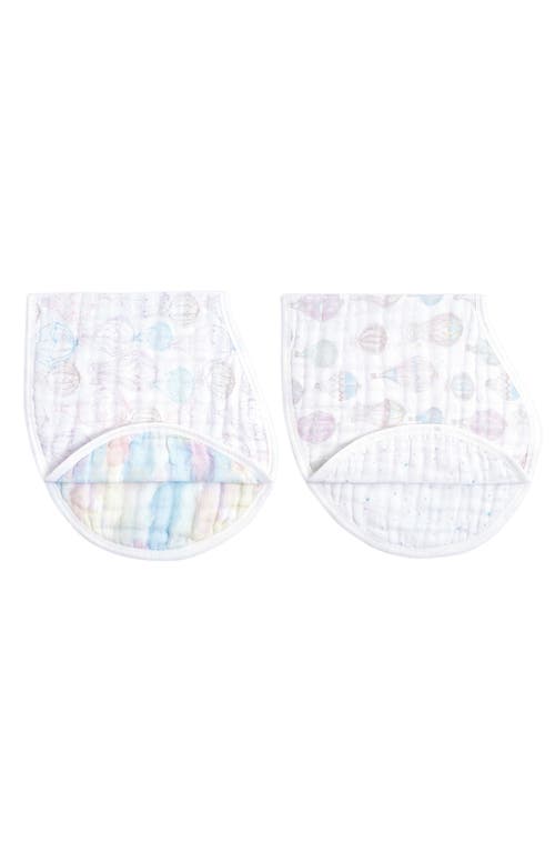 aden + anais 2-Pack Organic Cotton Burpy Bibs in Above The Clouds Pink