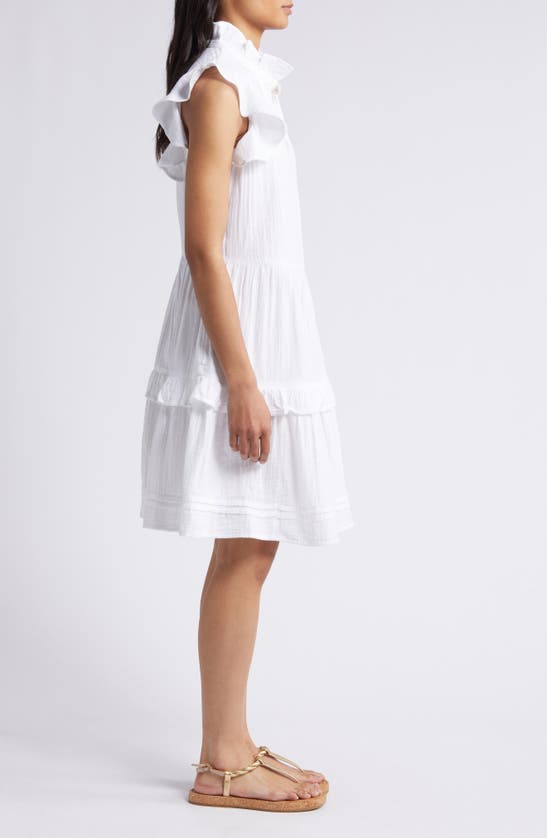 Shop Caslon Ruffle Duo Cotton Gauze Dress In White